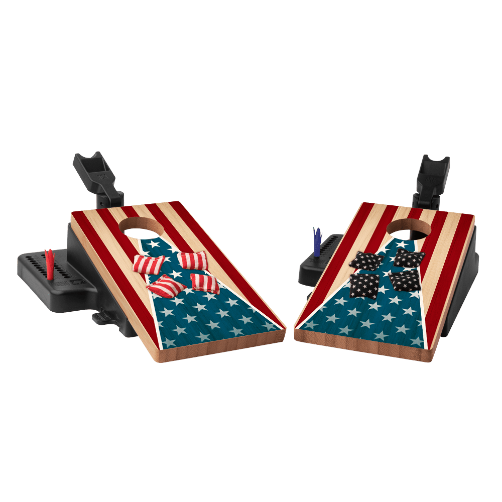 American Flag Classic Triangle Double Chuck Mini Cornhole Tabletop Game, - American Cornhole Association