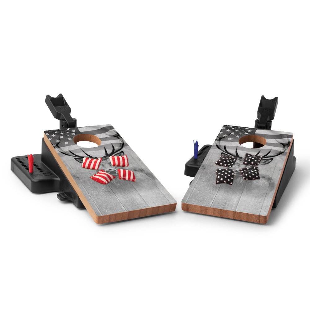 American Flag Deer Double Chuck Mini Cornhole Tabletop Game, - American Cornhole Association