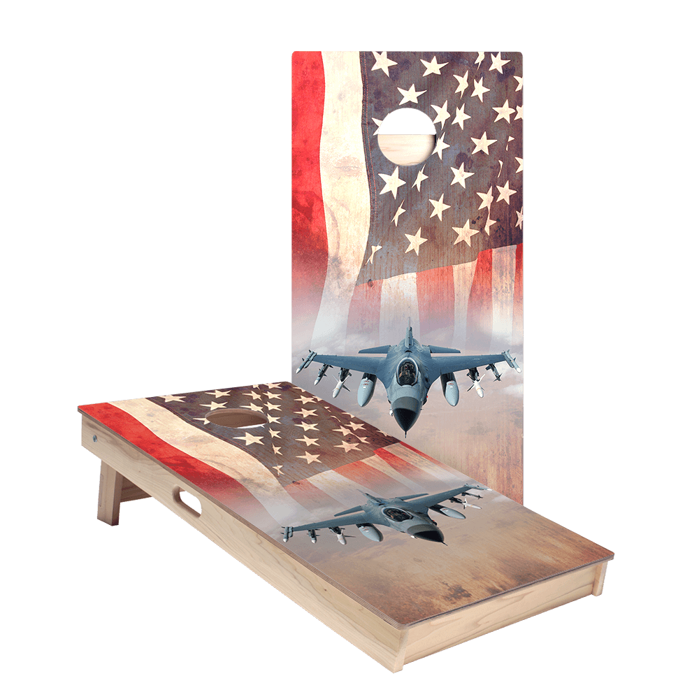 American Flag With Jet Star Cornhole Boards - ACA - 000024 | American Cornhole Association