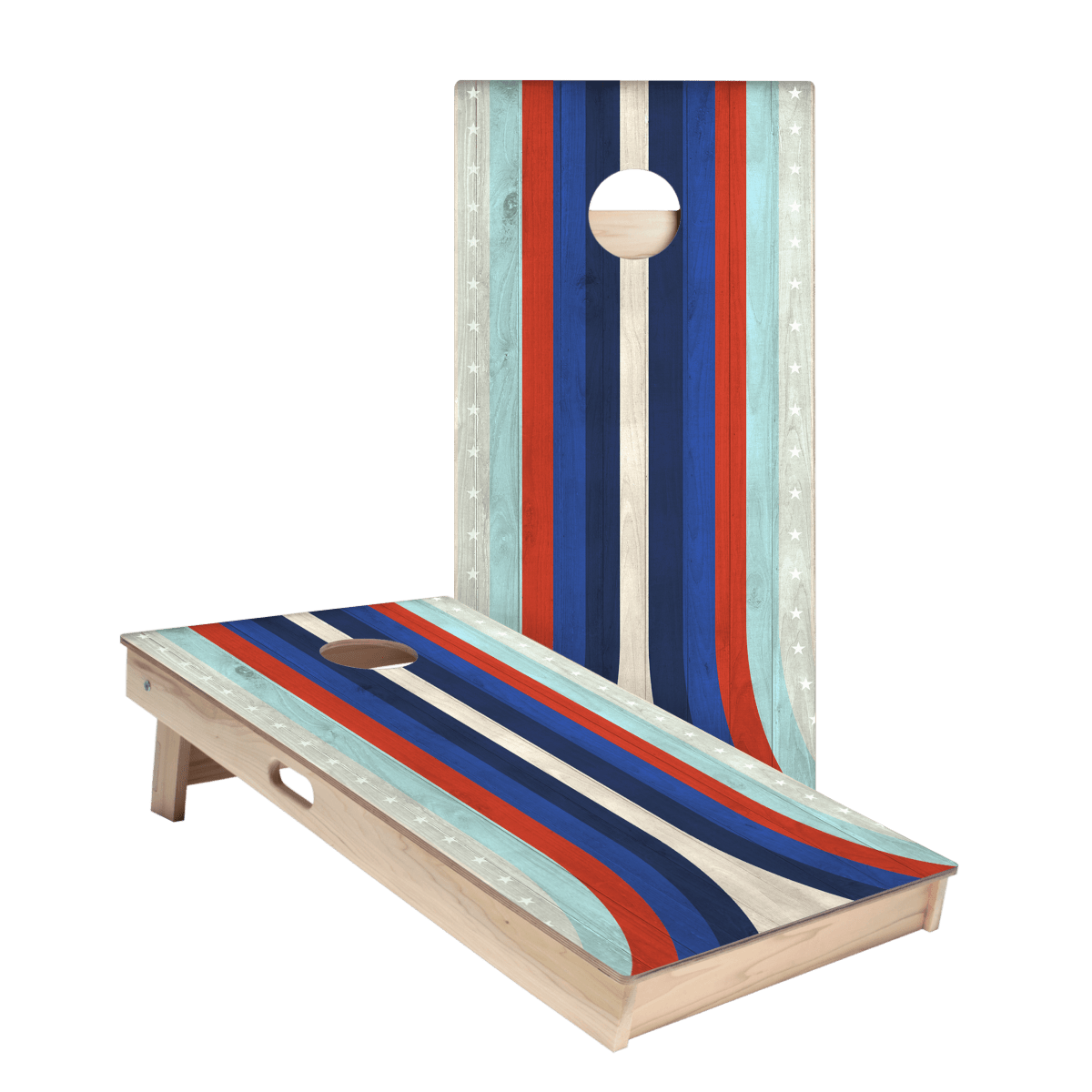 American Moto Curved Stripes Star Cornhole Boards - ACA - 000299 | American Cornhole Association