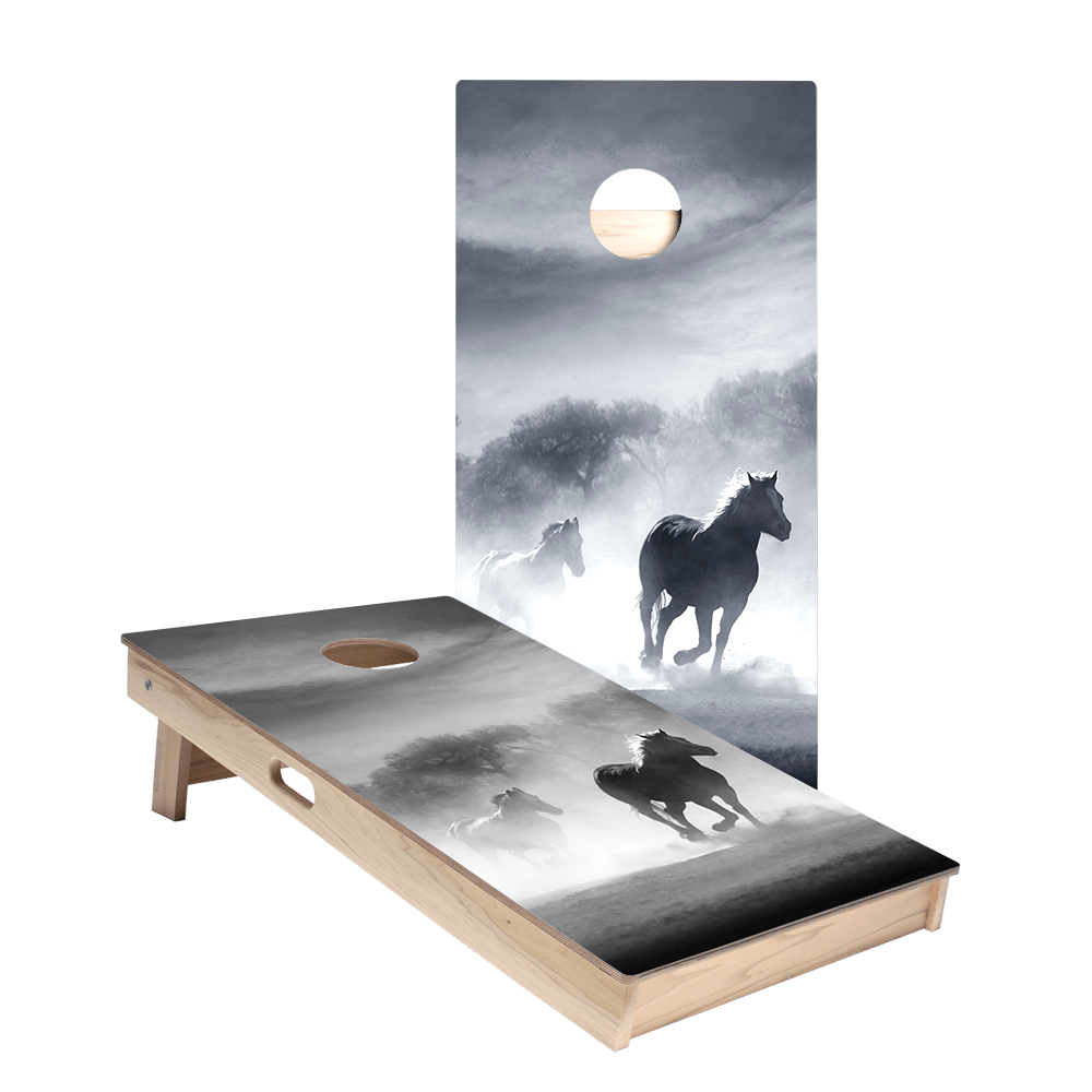 Black And White Horses Star Cornhole Boards - ACA - 000033 | American Cornhole Association