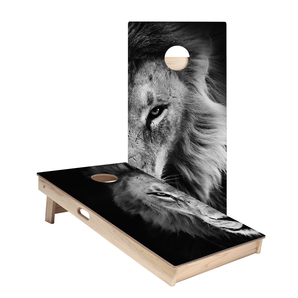 Black And White Lion Star Cornhole Boards, - American Cornhole Association
