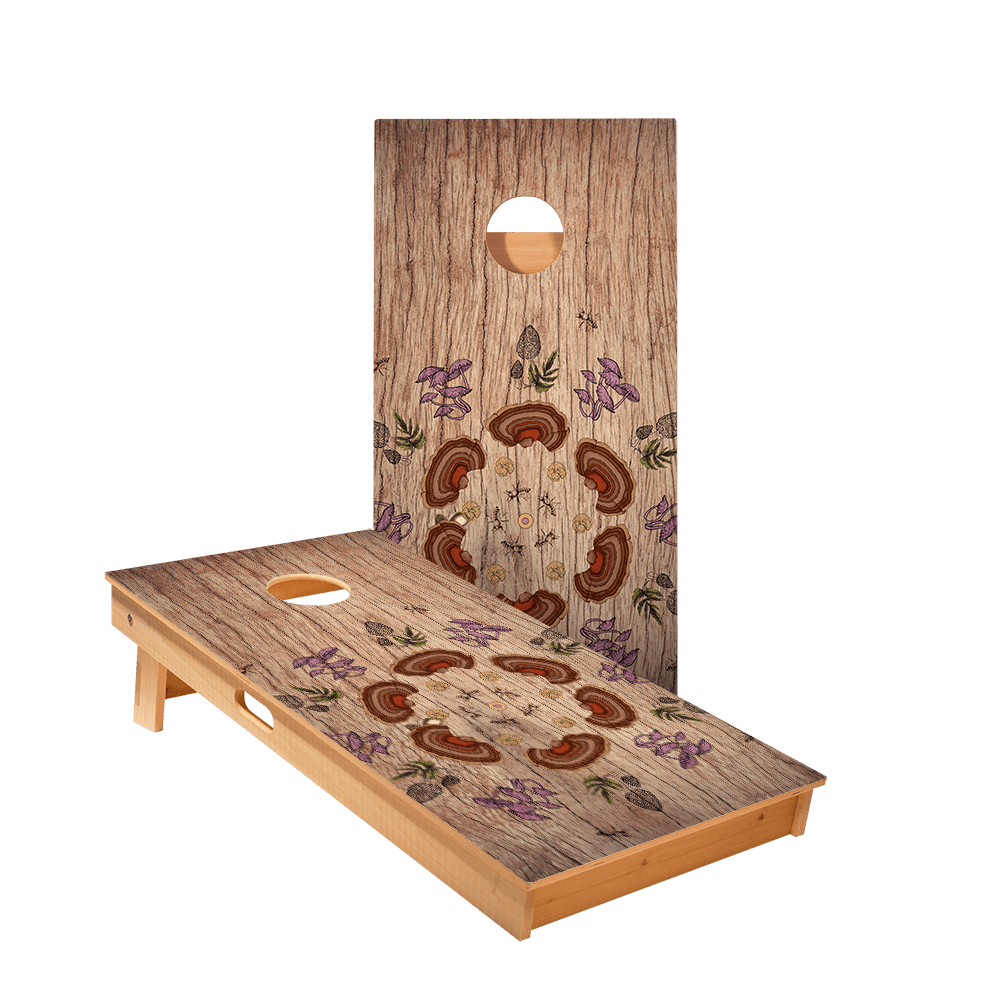 Boho Mushroom Star Cornhole Boards - ACA - 000492 | American Cornhole Association