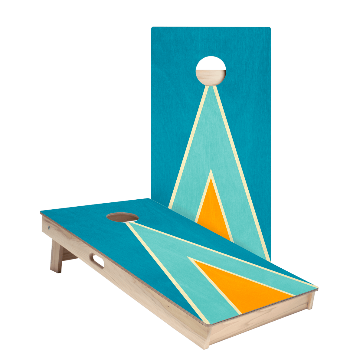 Classic Retro Triangle - Blue and Orange Star Cornhole Boards - ACA - 000434 | American Cornhole Association