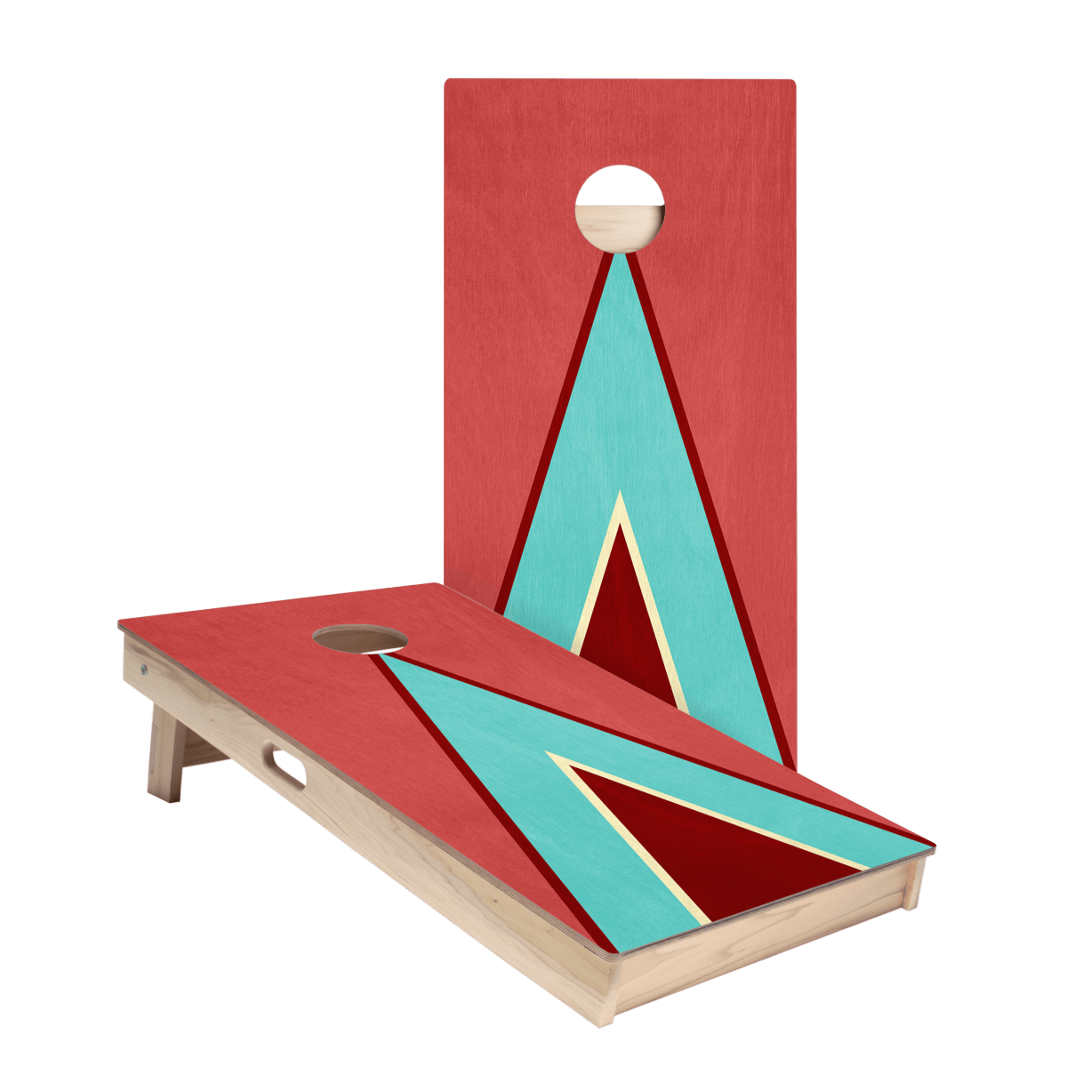 Classic Retro Triangle - Red and Blue Star Cornhole Boards - ACA - 000435 | American Cornhole Association