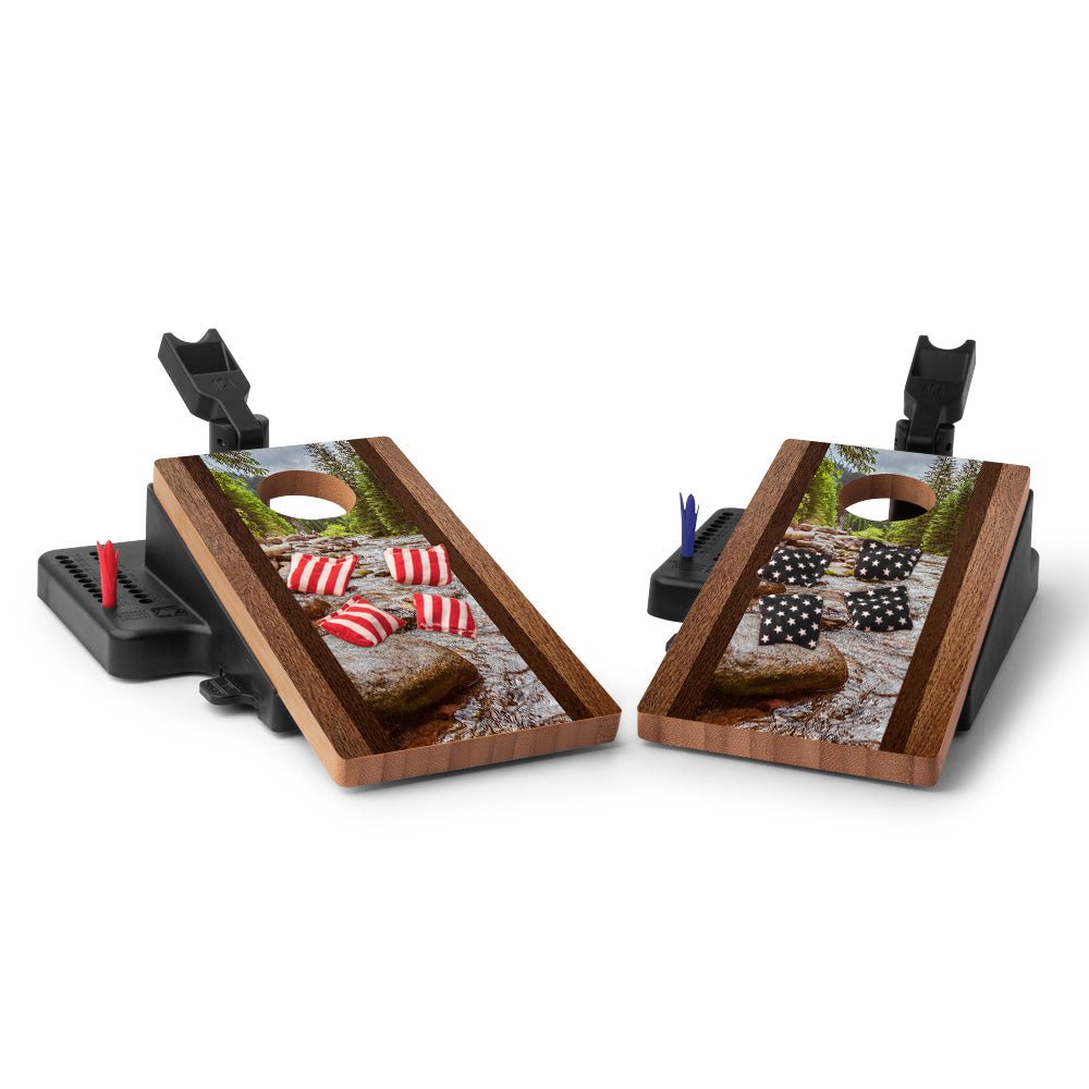 Classic Stripes River Double Chuck Mini Cornhole Tabletop Game, - American Cornhole Association