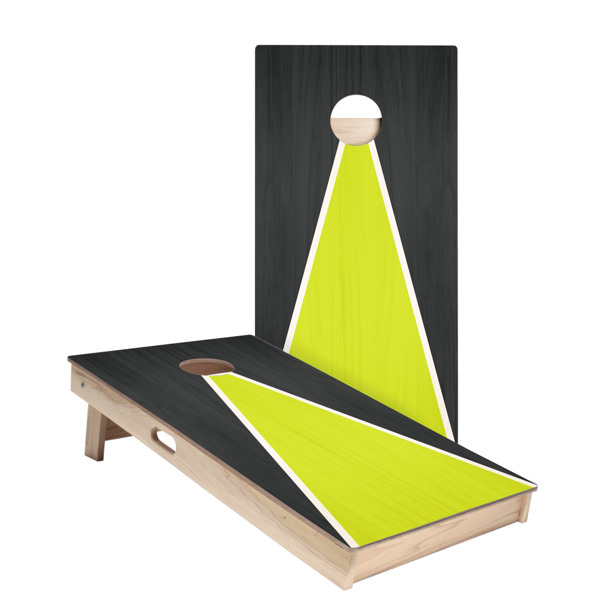 Classic Triangle - Black and Neon Green Star Cornhole Boards - ACA - 000433 | American Cornhole Association