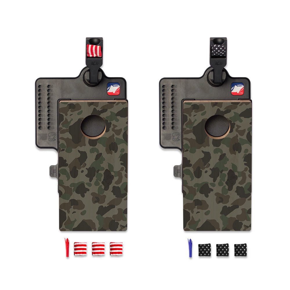 Duck Hunting Camo Double Chuck Mini Cornhole Tabletop Game, - American Cornhole Association
