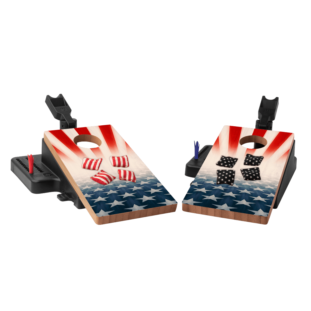 Faded Stars and Stripes Double Chuck Mini Cornhole Tabletop Game, - American Cornhole Association