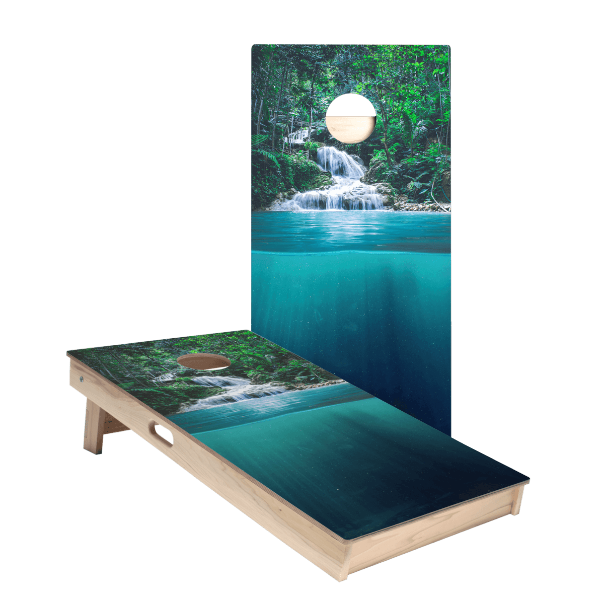Forest Waterfall Star Cornhole Boards - ACA - 000039 | American Cornhole Association