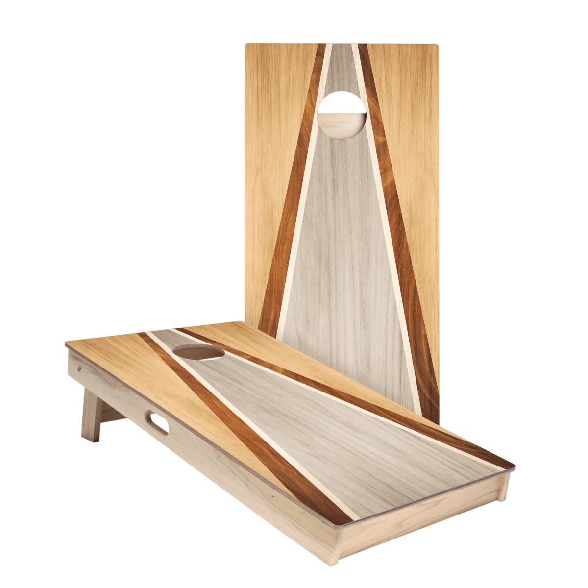 Full Triangle - Natural and Gray Wood Star Cornhole Boards - ACA - 000439 | American Cornhole Association