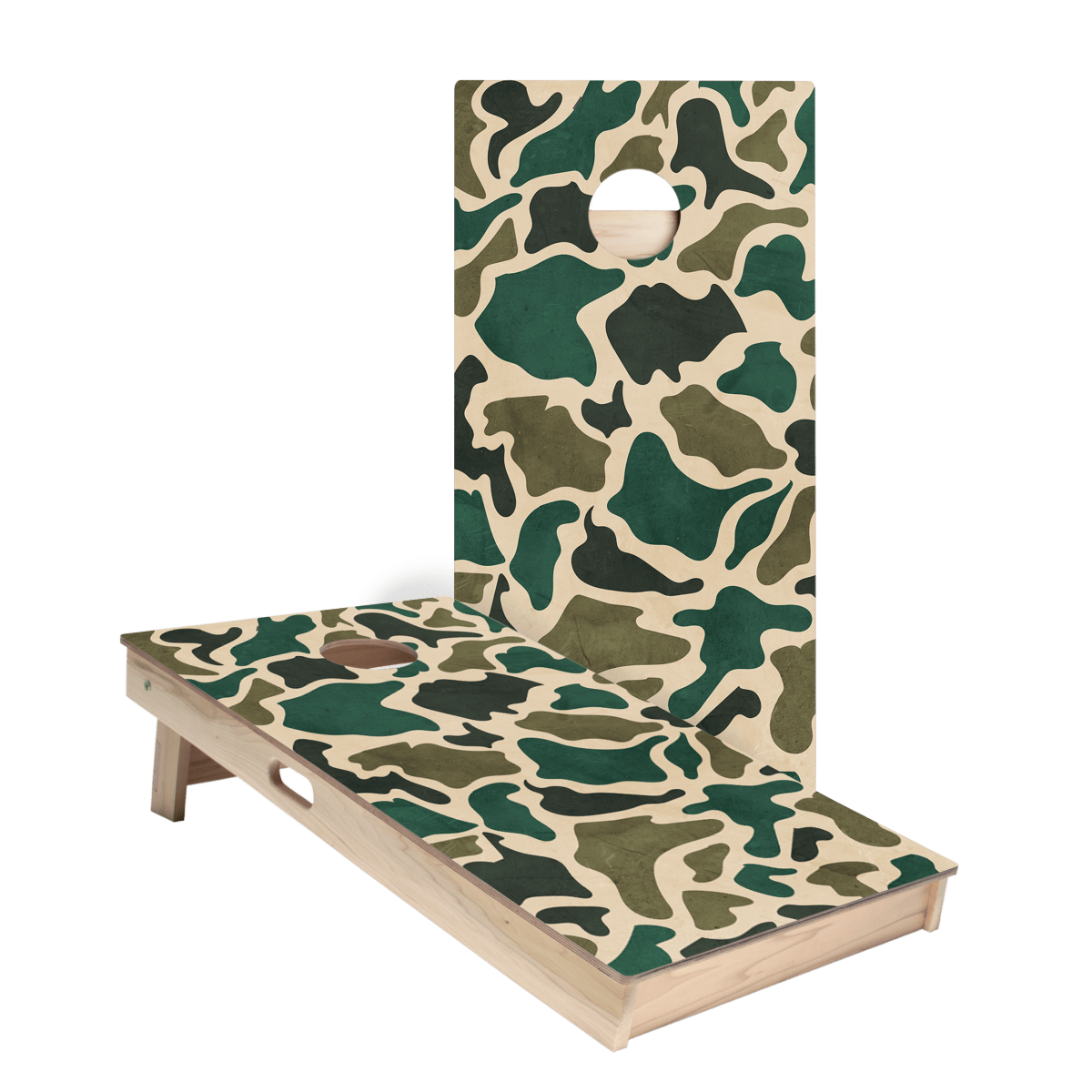 Green Vintage Camo Star Cornhole Boards, - American Cornhole Association