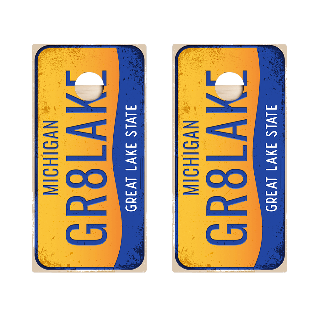 Home State License Plate Michigan Star Cornhole Boards, - American Cornhole Association