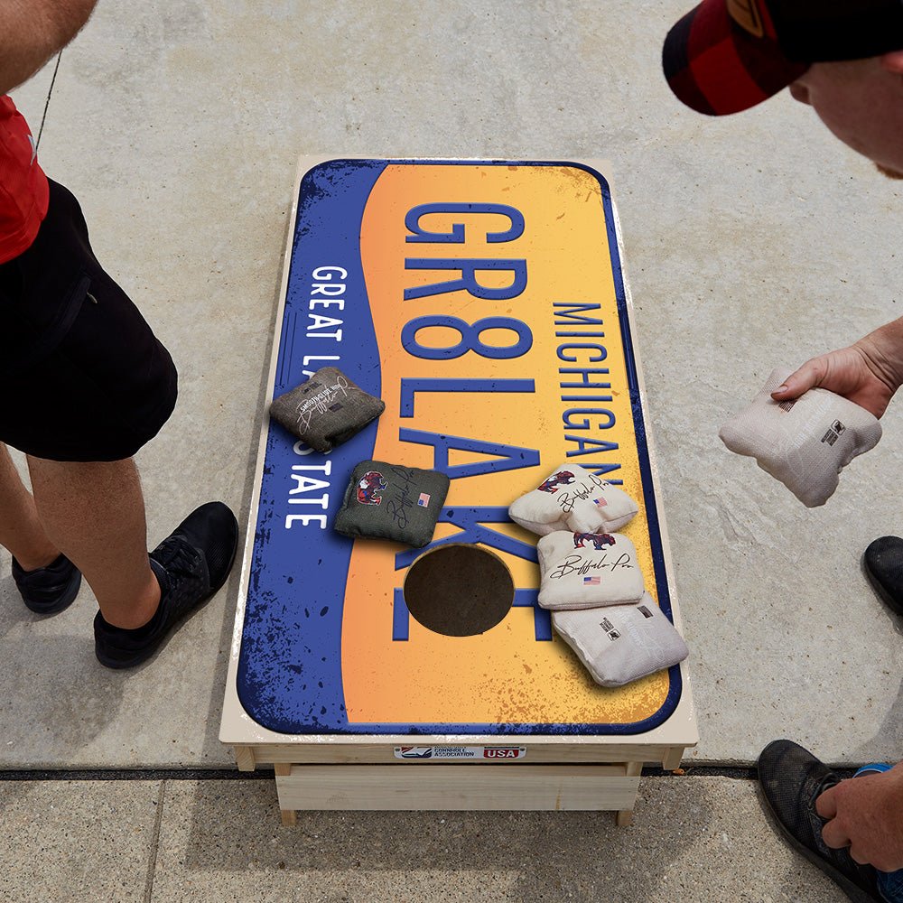 Home State License Plate Michigan Star Cornhole Boards, - American Cornhole Association