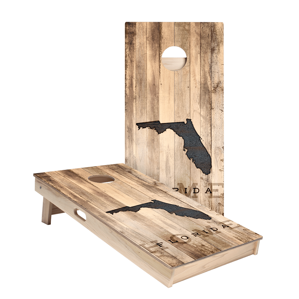 Home State Rustic Wood Florida Star Cornhole Boards - ACA - 000352 | American Cornhole Association