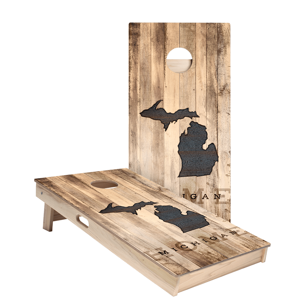 Home State Rustic Wood Michigan Star Cornhole Boards, - American Cornhole Association