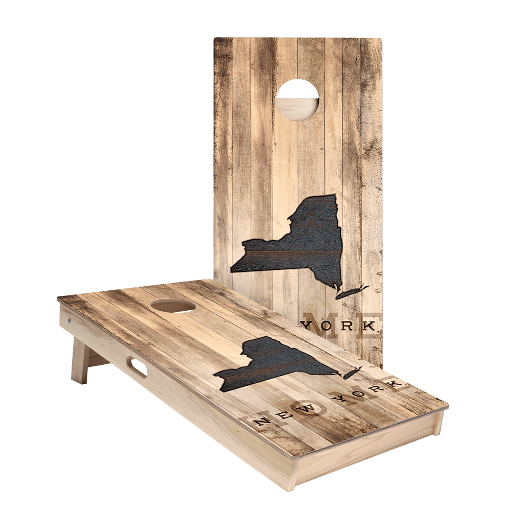 Home State Rustic Wood New York Star Cornhole Boards - ACA - 000354 | American Cornhole Association