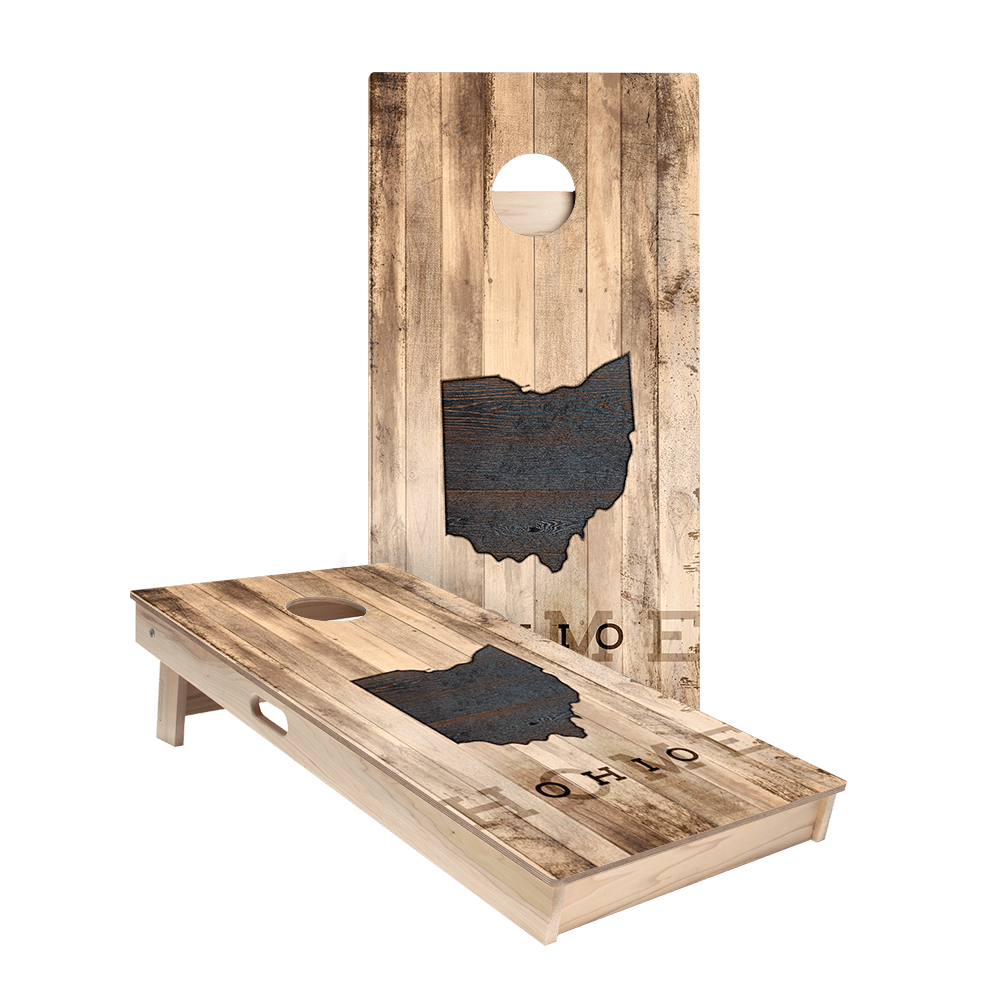 Home State Rustic Wood Ohio Star Cornhole Boards - ACA - 000355 | American Cornhole Association