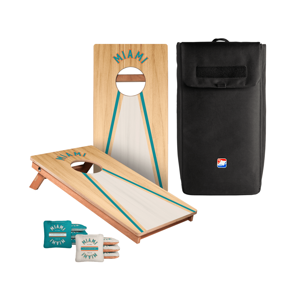 Miami Football Gameday Backyard 1x2 ft Cornhole Board Set - WACA - 500440 - WB | American Cornhole Association