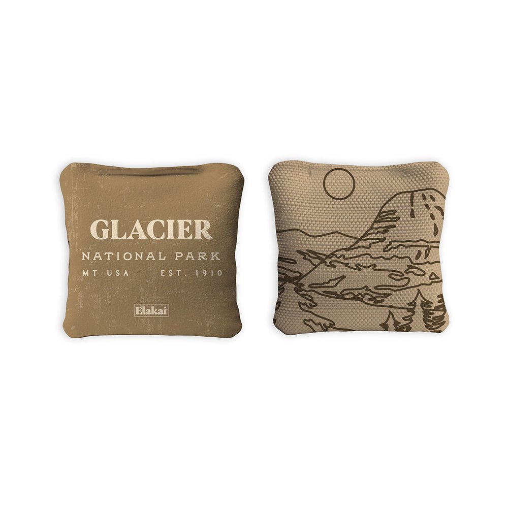 National Parks Glacier Travel - Size Cornhole Bags, Tan - American Cornhole Association