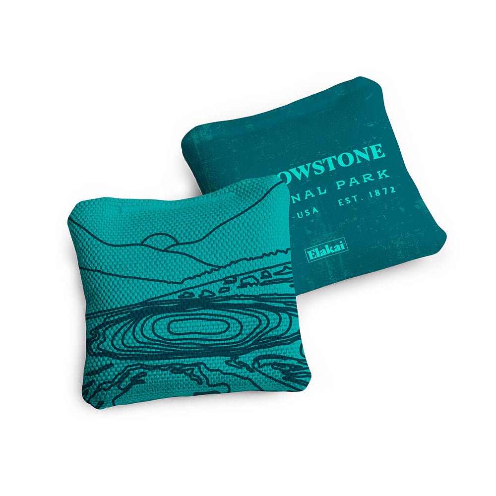 National Parks Yellowstone Travel - Size Cornhole Bags, Teal - American Cornhole Association