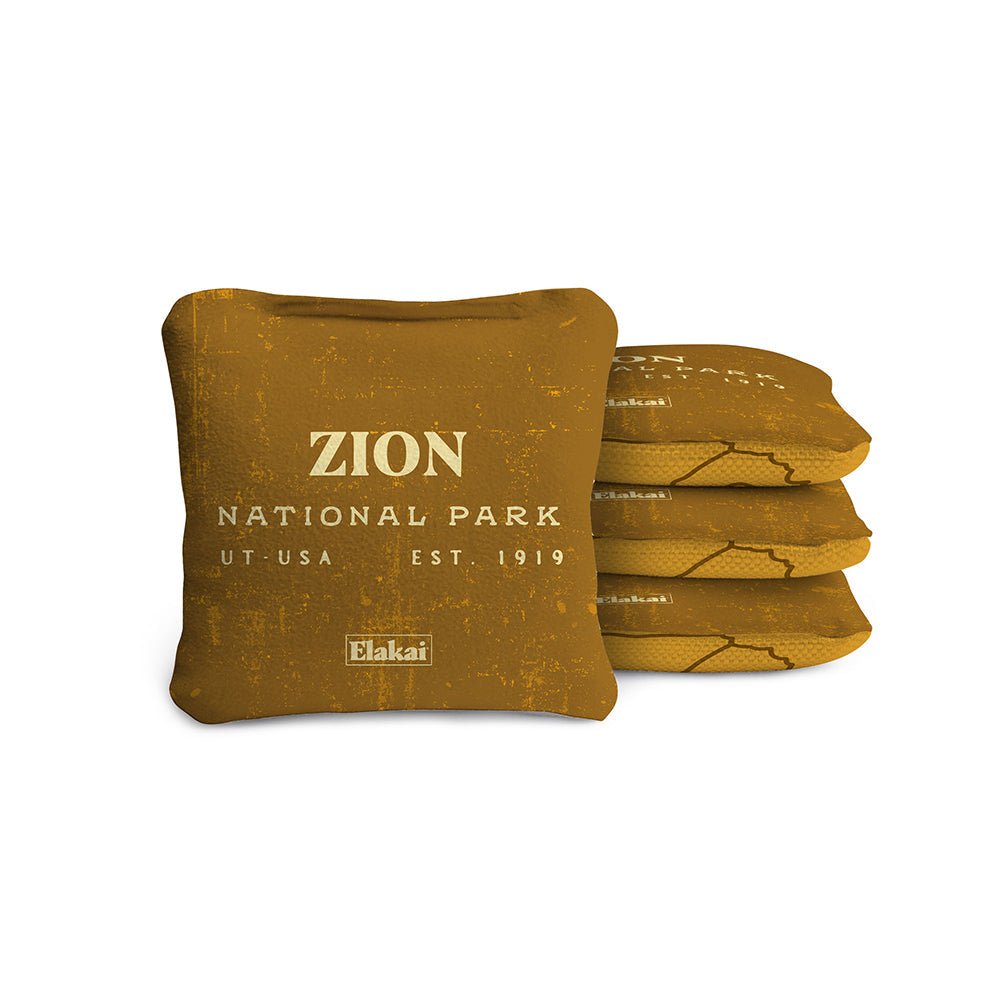 National Parks Zion Travel - Size Cornhole Bags, Gold - American Cornhole Association