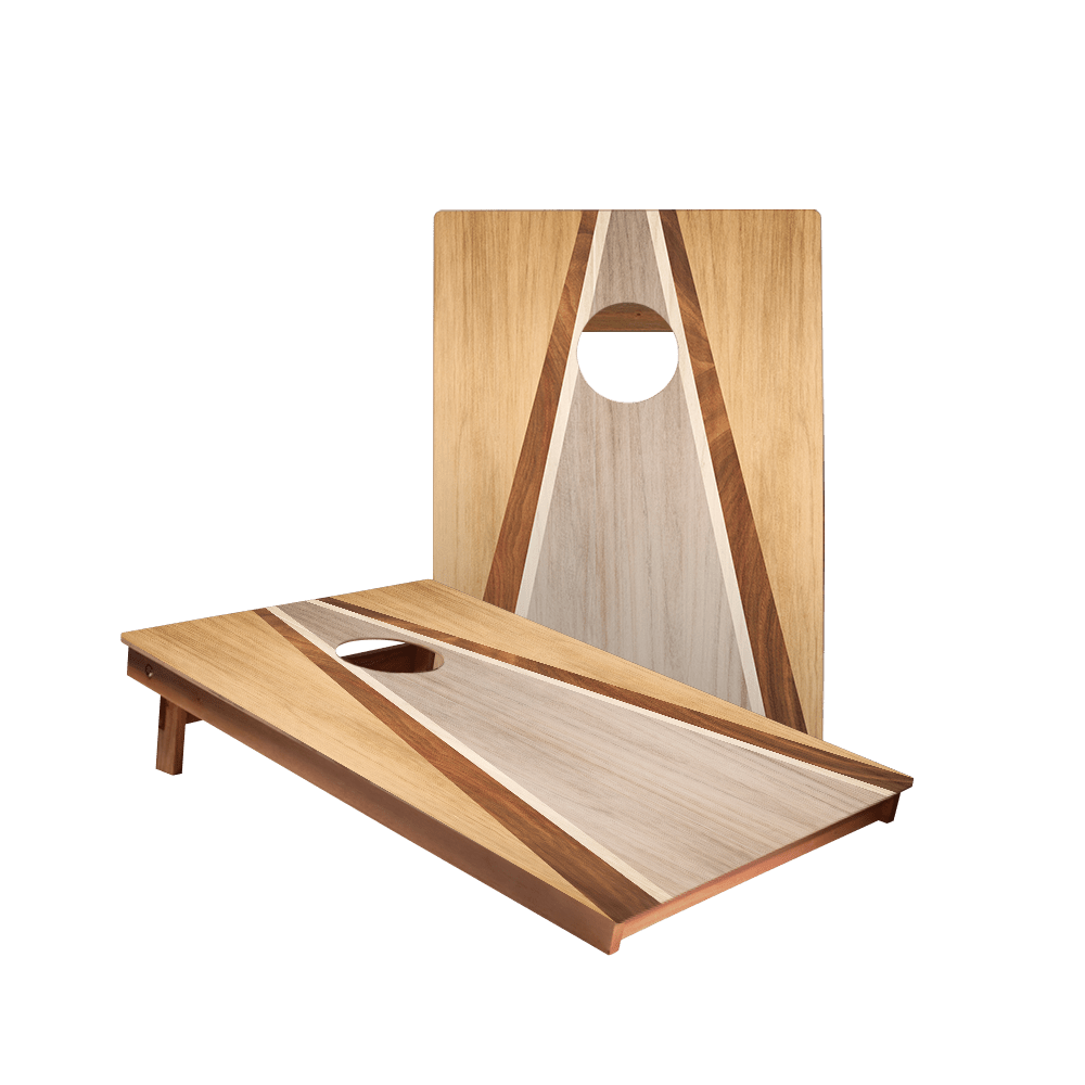 Natural & Gray Wood Triangle Backyard 2300 Cornhole Boards - WACA - 900418 | American Cornhole Association