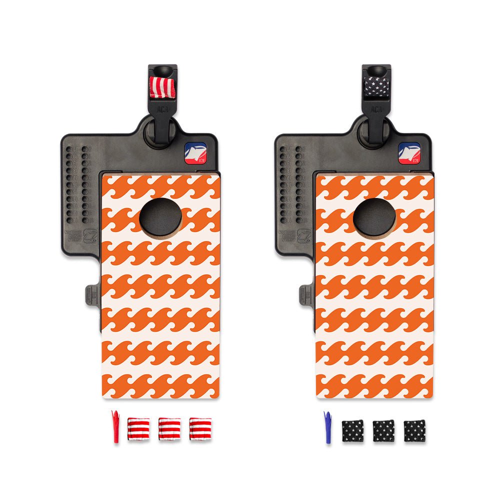Orange Waves Double Chuck Mini Cornhole Tabletop Game, - American Cornhole Association