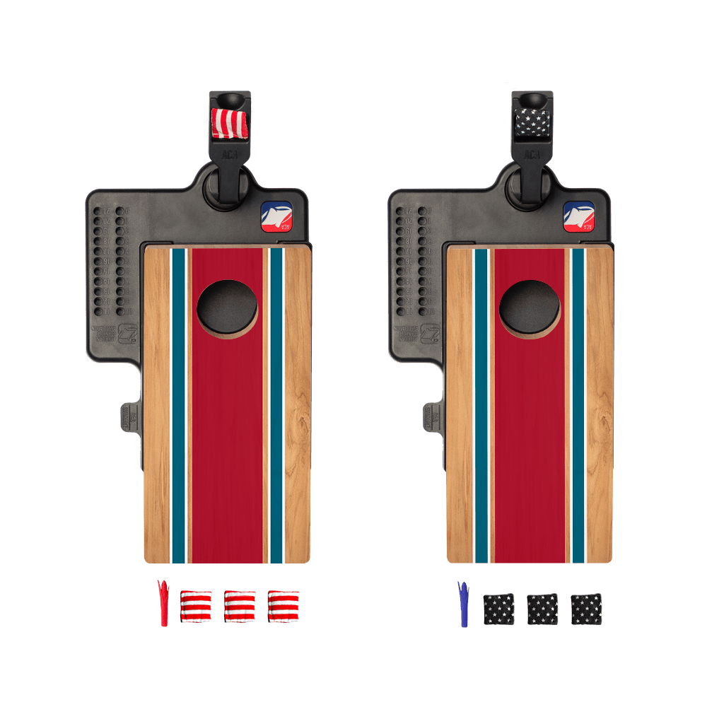 Patriotic Classic Stripes Double Chuck Mini Cornhole Tabletop Game, - American Cornhole Association