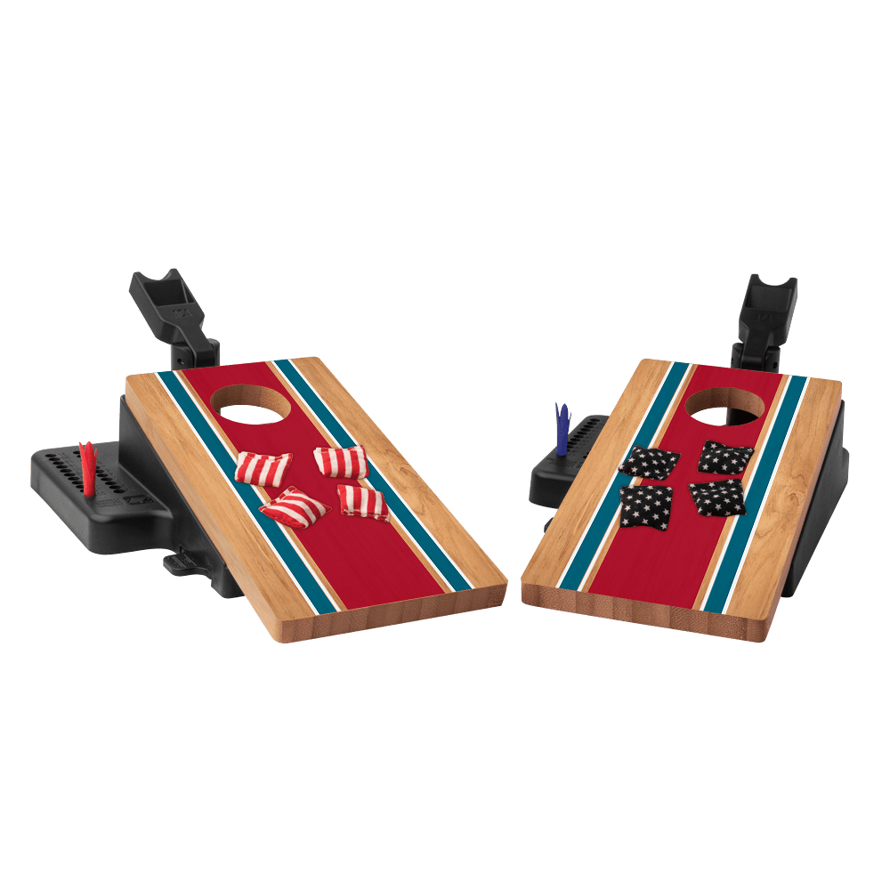 Patriotic Classic Stripes Double Chuck Mini Cornhole Tabletop Game, - American Cornhole Association