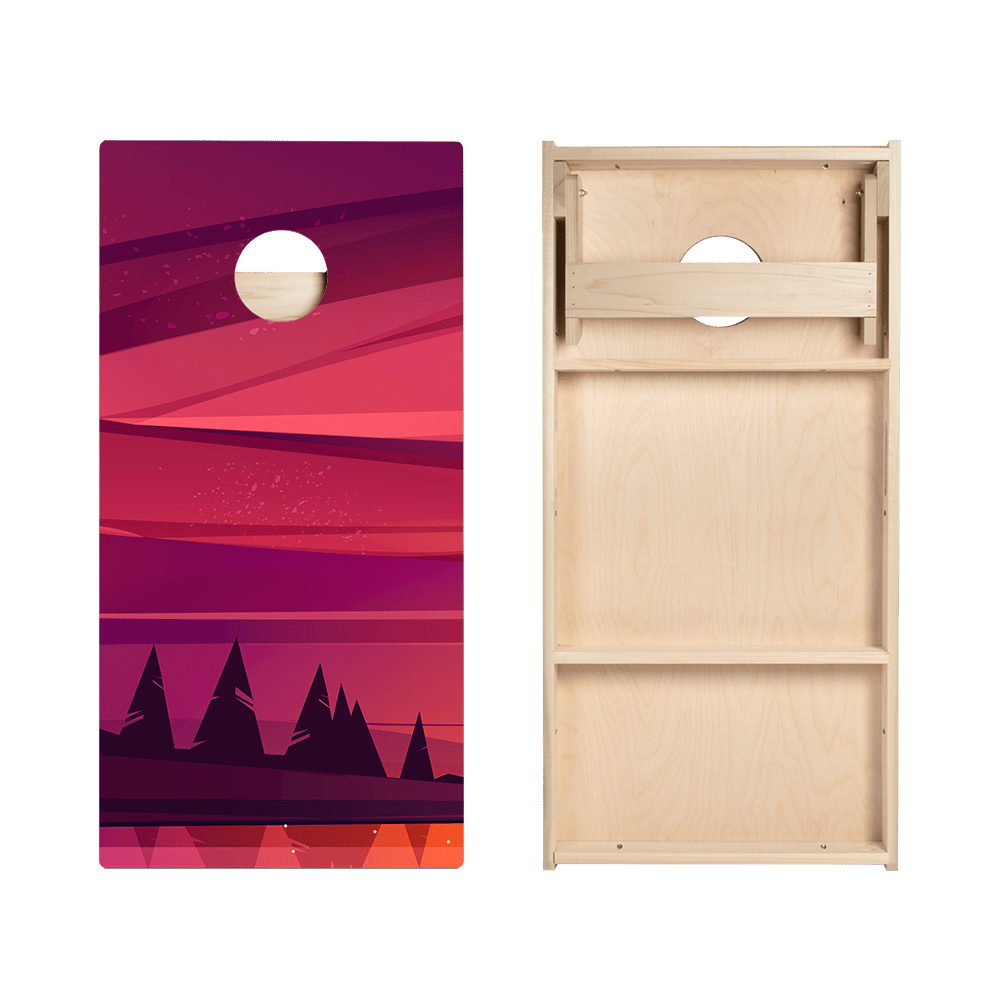 Red Forest Sunset Star Cornhole Boards, - American Cornhole Association
