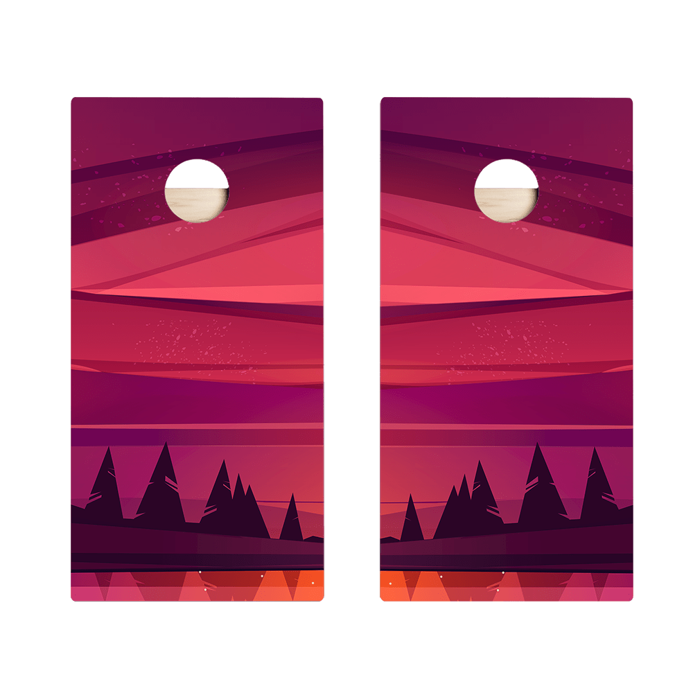 Red Forest Sunset Star Cornhole Boards, - American Cornhole Association