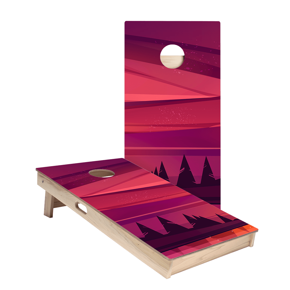 Red Forest Sunset Star Cornhole Boards, - American Cornhole Association