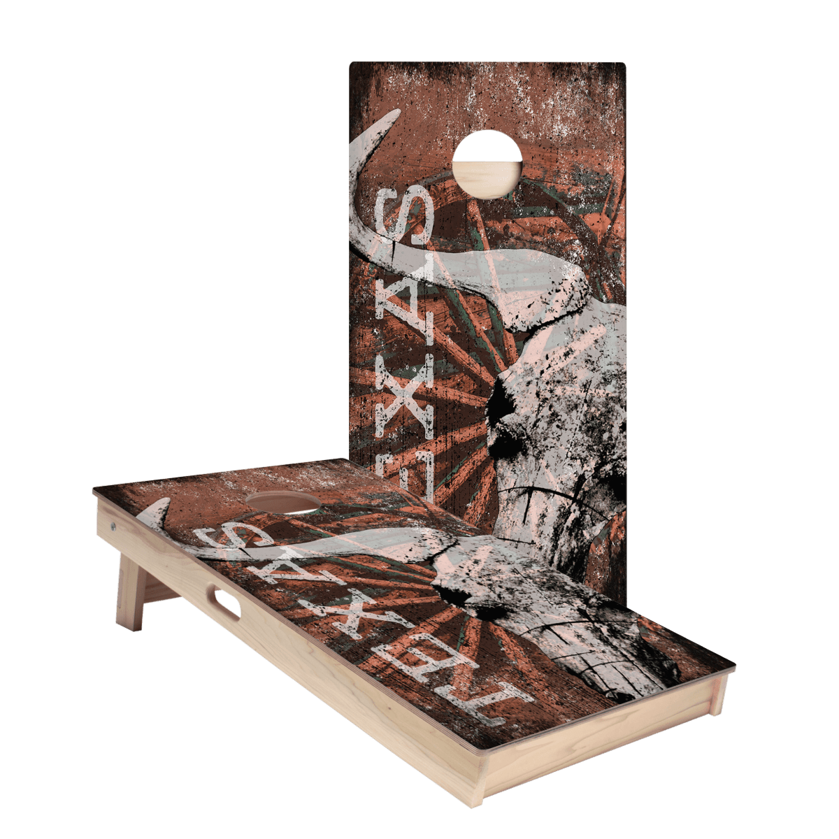 Red Texas Longhorn Star Cornhole Boards - ACA - 000184 | American Cornhole Association