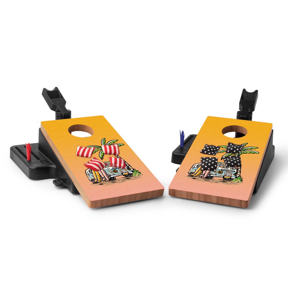 Retro Beach Double Chuck Mini Cornhole Tabletop Game, - American Cornhole Association
