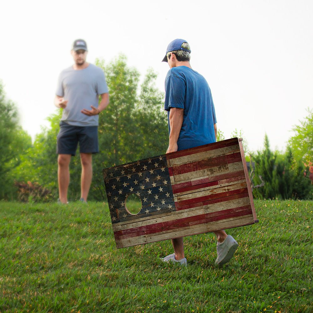 Rustic American Flag Sig Pro Cornhole Boards - 105794-5 | American Cornhole Association