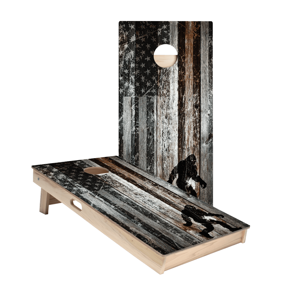 Rustic USA Flag Sasquatch Star Cornhole Boards, - American Cornhole Association