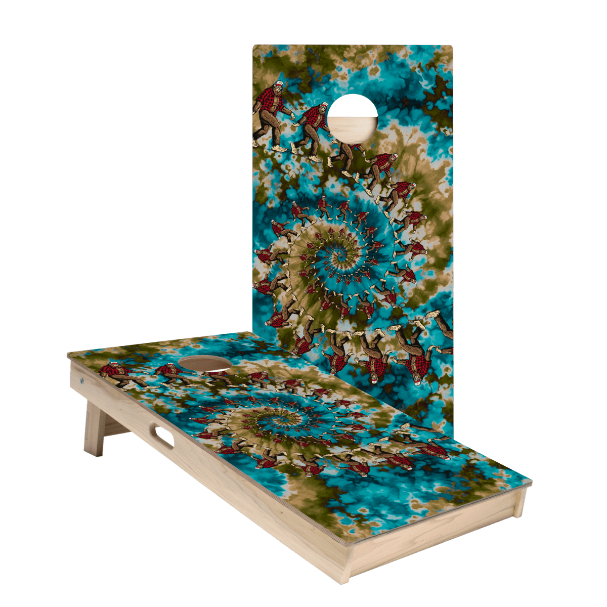 Spiral Tie - Dye Sasquatch Star Cornhole Boards, - American Cornhole Association
