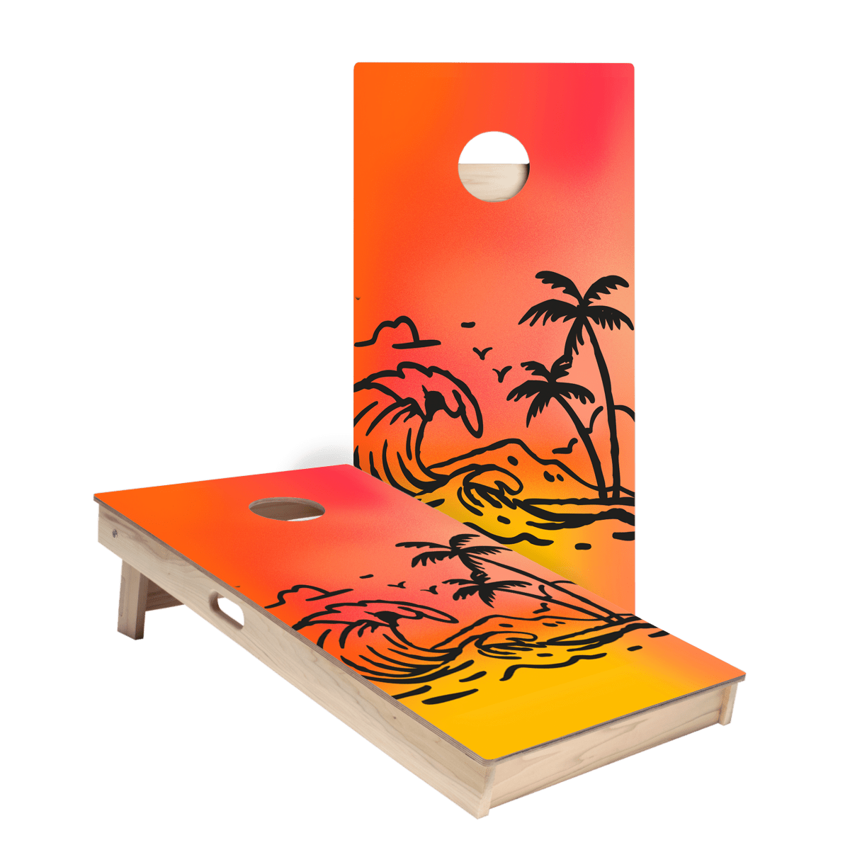Sunset Surf Star Cornhole Boards, - American Cornhole Association