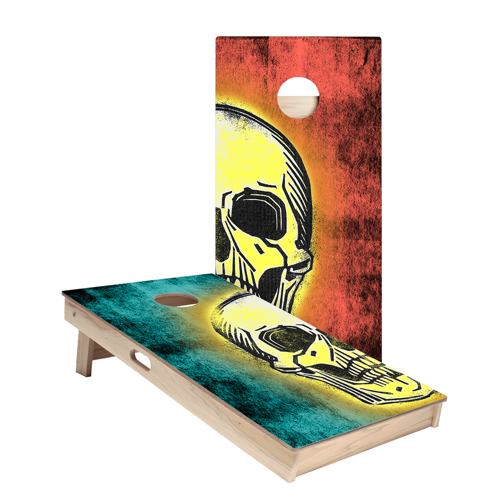 Teal And Red Skull Star Cornhole Boards, - American Cornhole Association