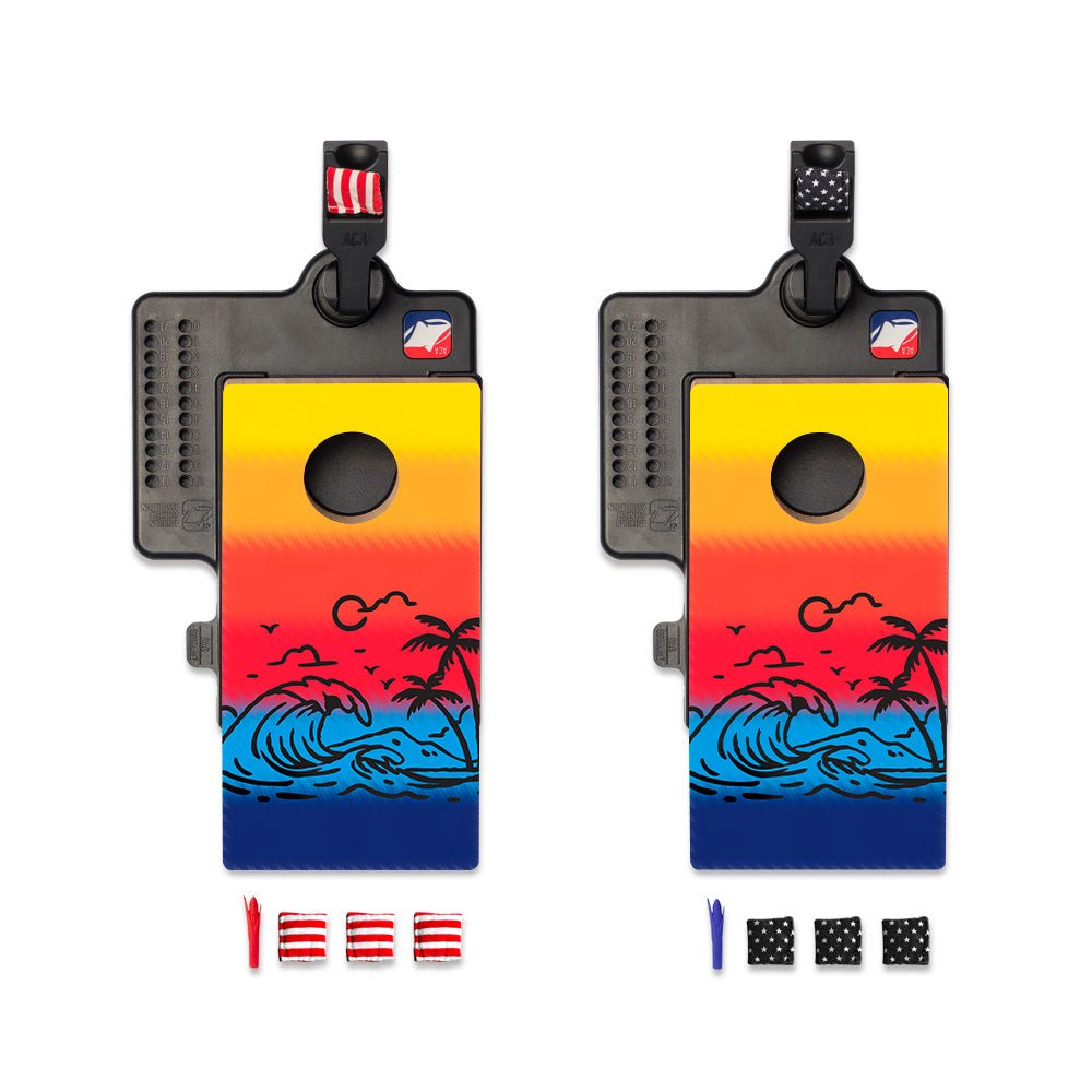 Tie Dye Beach Double Chuck Mini Cornhole Tabletop Game, - American Cornhole Association