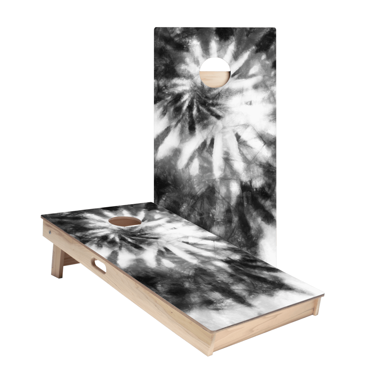 Tie - Dye Black And White Star Cornhole Boards - ACA - 000186 | American Cornhole Association