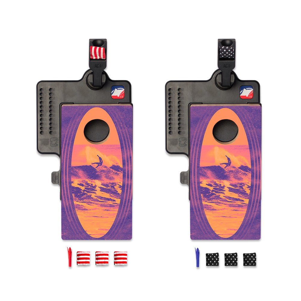 Tie Dye Surfer Double Chuck Mini Cornhole Tabletop Game, - American Cornhole Association
