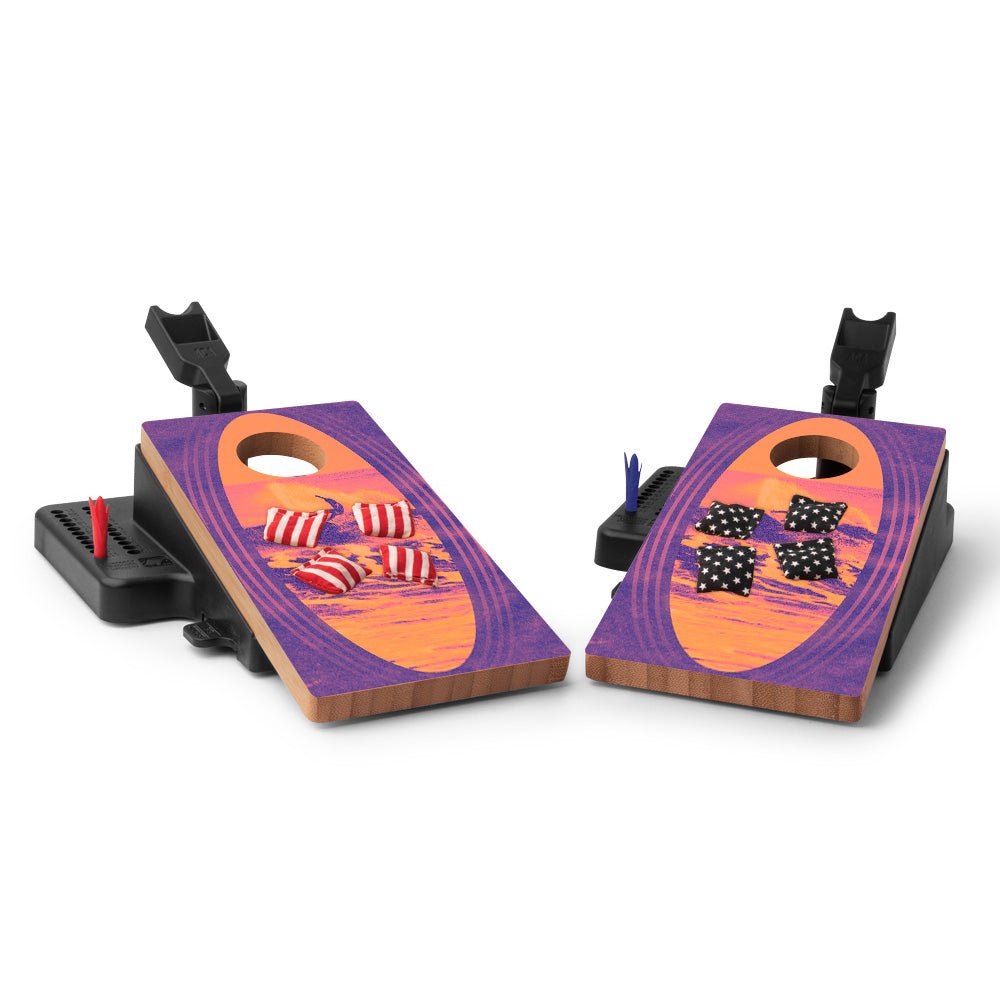 Tie Dye Surfer Double Chuck Mini Cornhole Tabletop Game, - American Cornhole Association