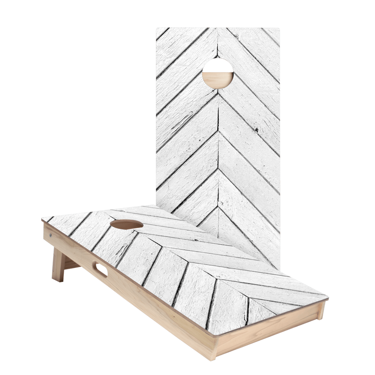 White Angled Wood Panels Star Cornhole Boards, - American Cornhole Association