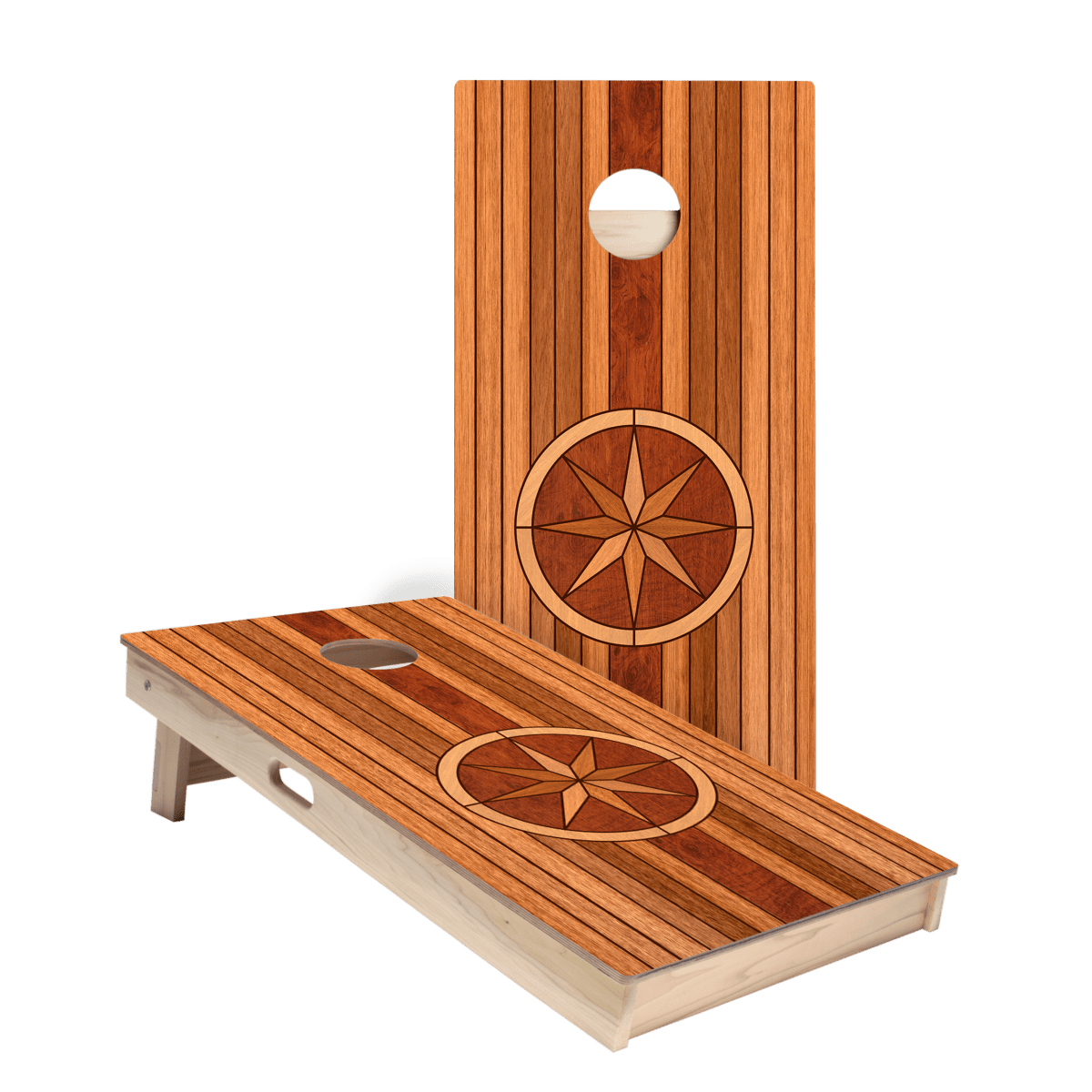Wood Panel Compass Star Cornhole Boards, - American Cornhole Association