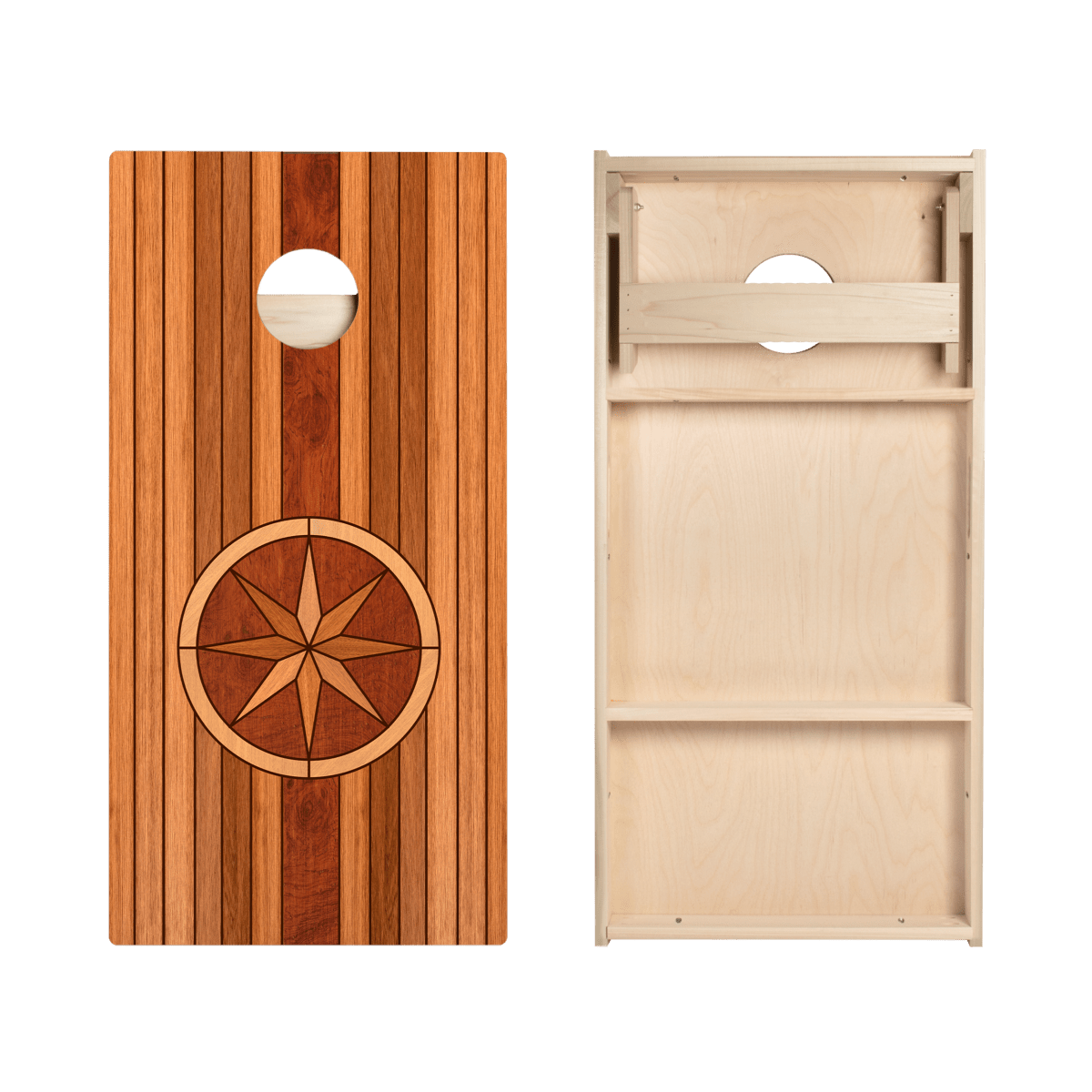 Wood Panel Compass Star Cornhole Boards, - American Cornhole Association