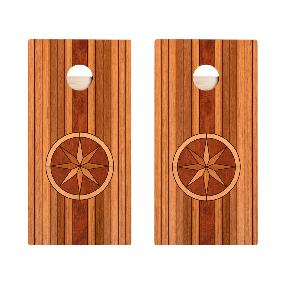 Wood Panel Compass Star Cornhole Boards, - American Cornhole Association