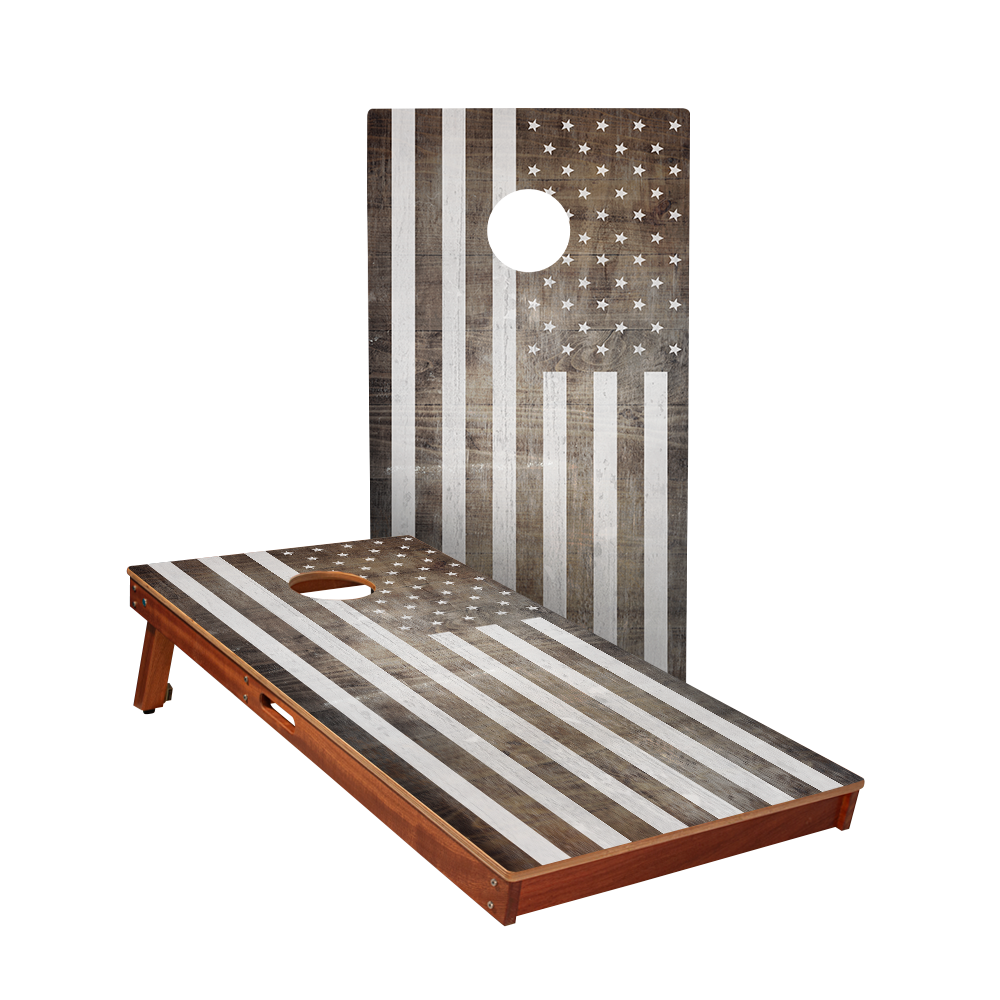 2x4 Sig Pro Vintage Black And White American Flag Professional Regulation Cornhole Boards