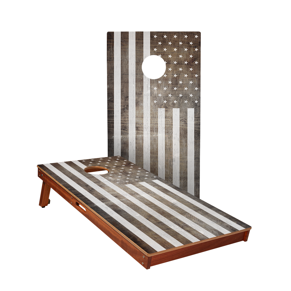 Vintage Black And White American Flag Sig Pro Cornhole Boards